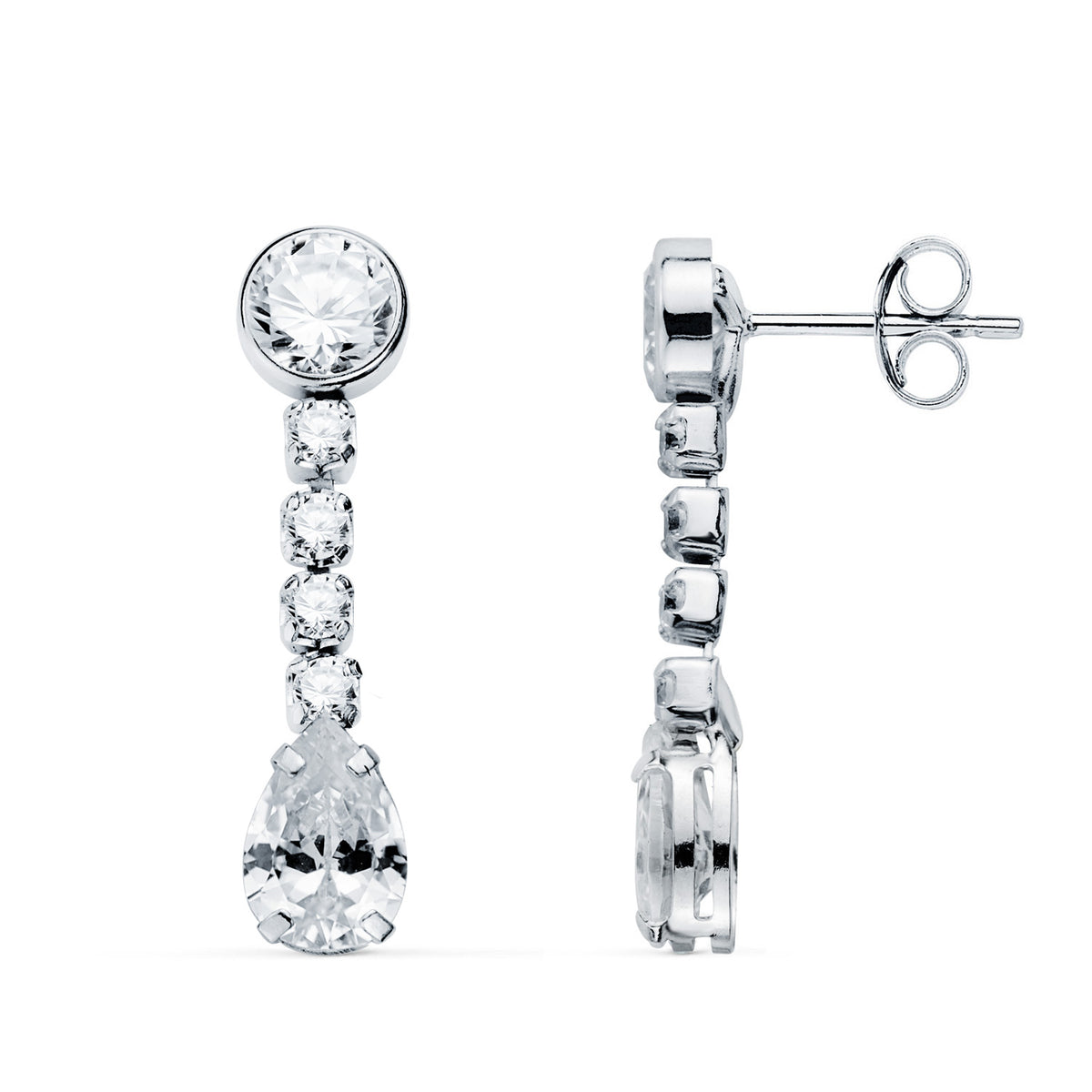 Fine teardrop long earrings: 18 kt white gold – 21397 Obci
