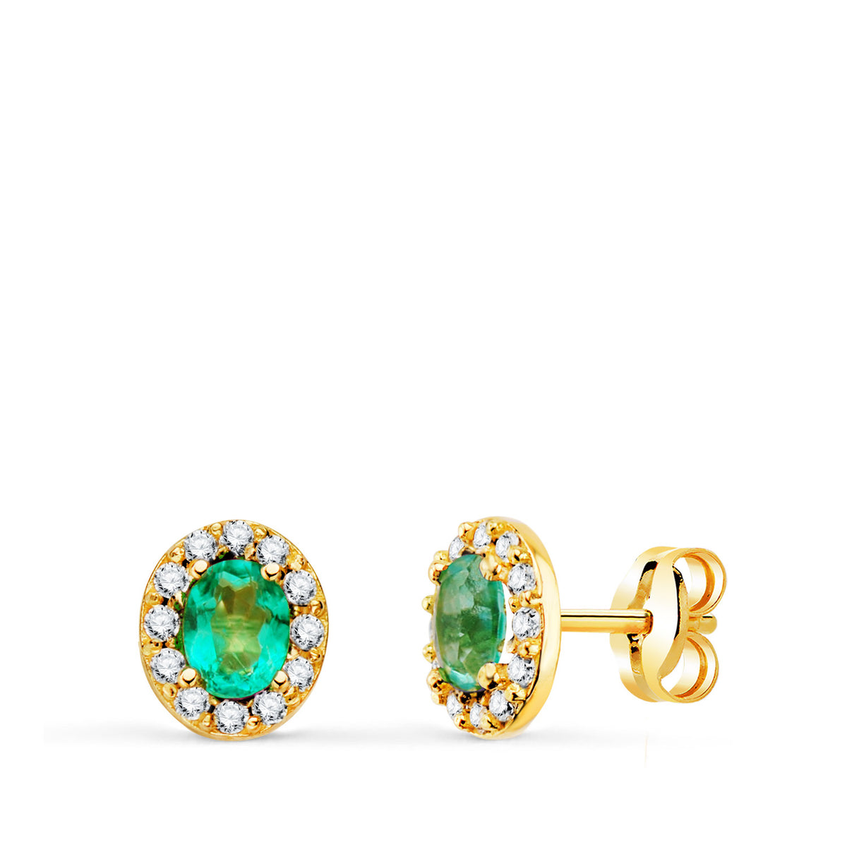 Paraiba topaz royal earrings: 18 kt yellow gold with zirconias – 21431 Tp