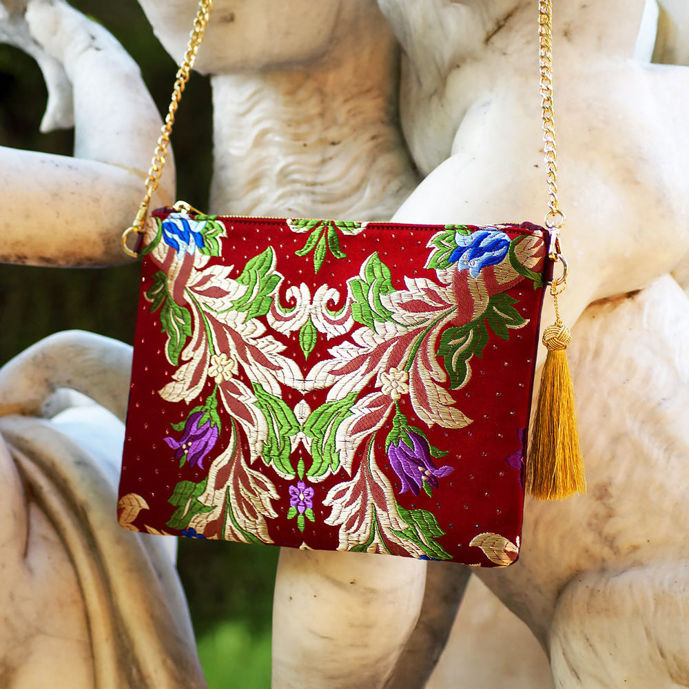 Fallera flowers Glory leather bag with Swarovski