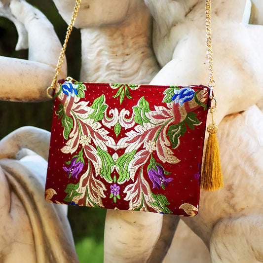 Fallera flowers Glory leather bag with Swarovski