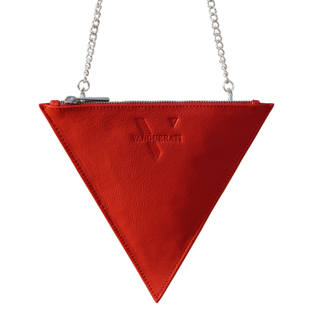 Triangle bag red leather – Rojo Granulado Delante Edited