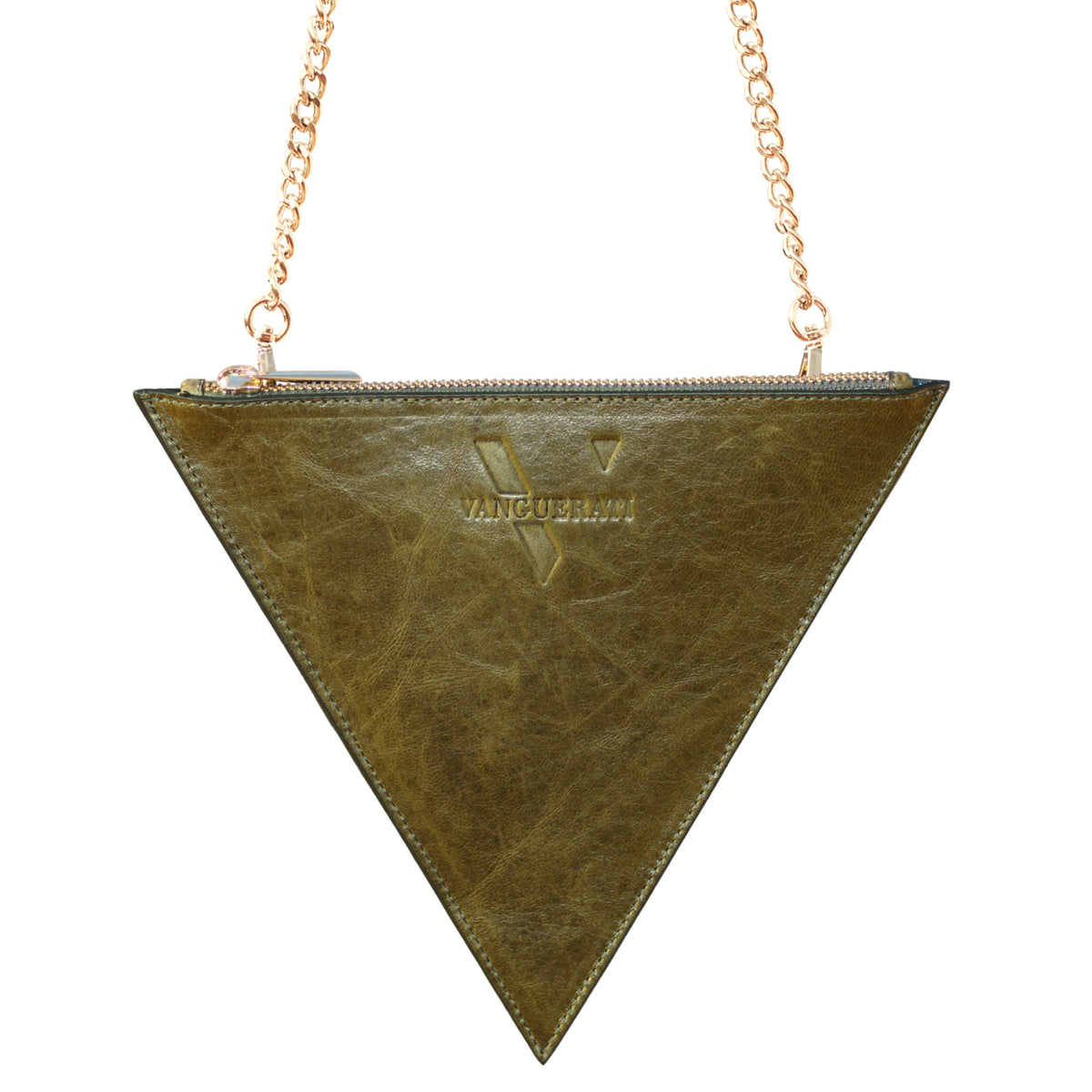 Triangle bag green leather – Bolso Verde Triangular