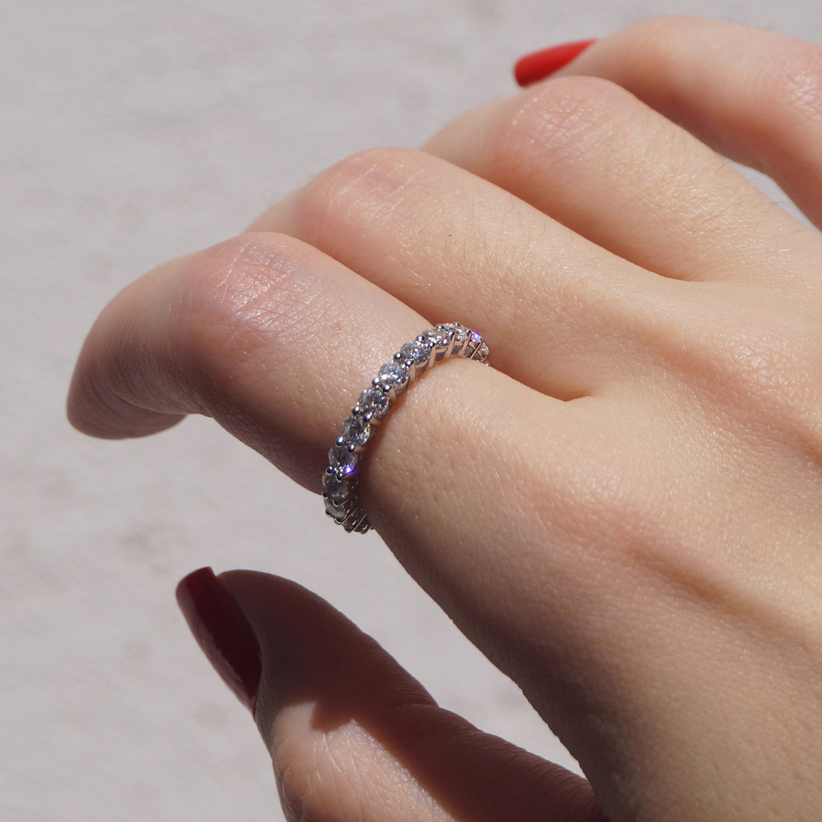 Eternity Ring: White Gold Lab Diamond (IGI) or 925 Silver Moissanite (GRA) | 2.27ct Round Brilliant Band