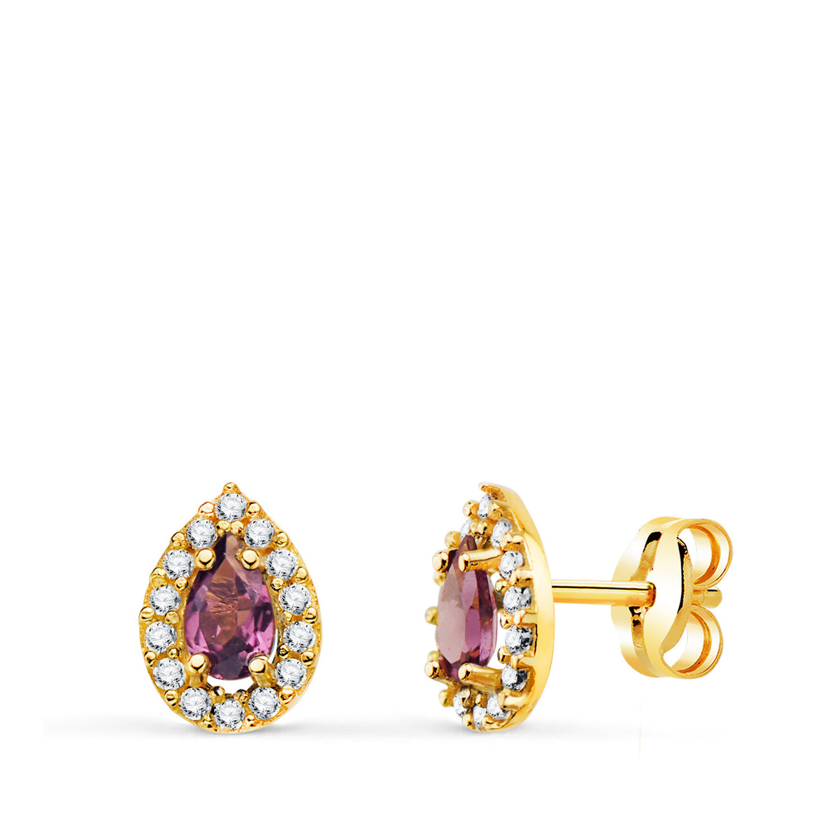Emily amethyst earrings: 18 kt yellow gold with zirconias – 21432 At