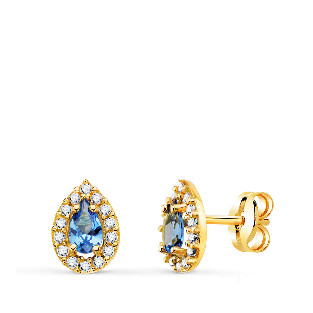 Emily blue earrings: 18 kt yellow gold with zirconias – 21432 Az