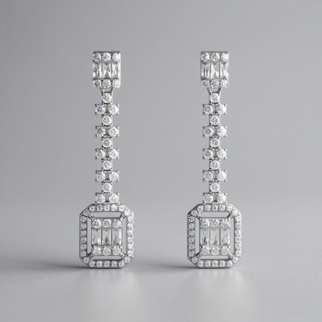Imperial earrings: 925 sterling silver with zirconias – Imperial 2 Pendientes De Plata De Ley
