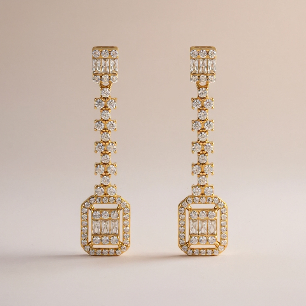 Imperial earrings: 925 sterling silver 18 kt gold plated with zirconias