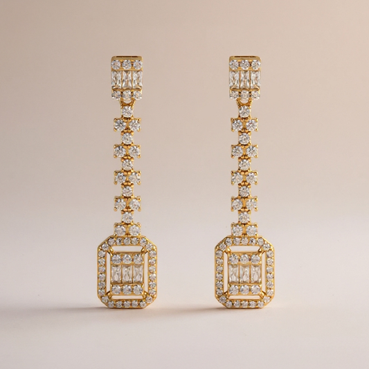 Imperial earrings: 925 sterling silver 18 kt gold plated with zirconias