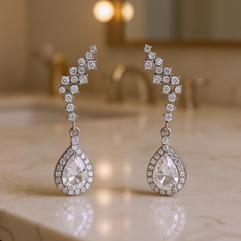 Wing earrings: 925 sterling silver with zirconias – Wing Sterling Silver Earrings