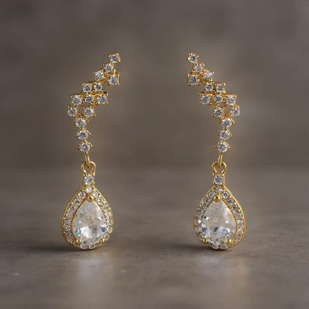 Wing earrings: 925 sterling silver 18 kt gold plated with zirconias
