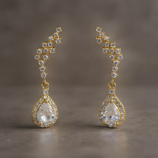 Wing earrings: 925 sterling silver 18 kt gold plated with zirconias