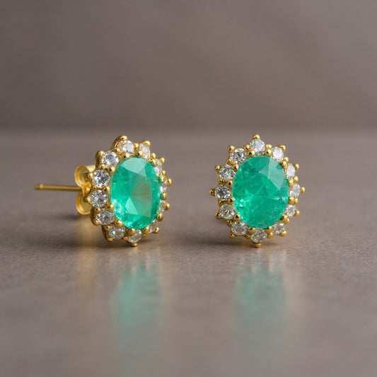 Royal earrings: 925 sterling silver 18 kt gold plated with zirconias