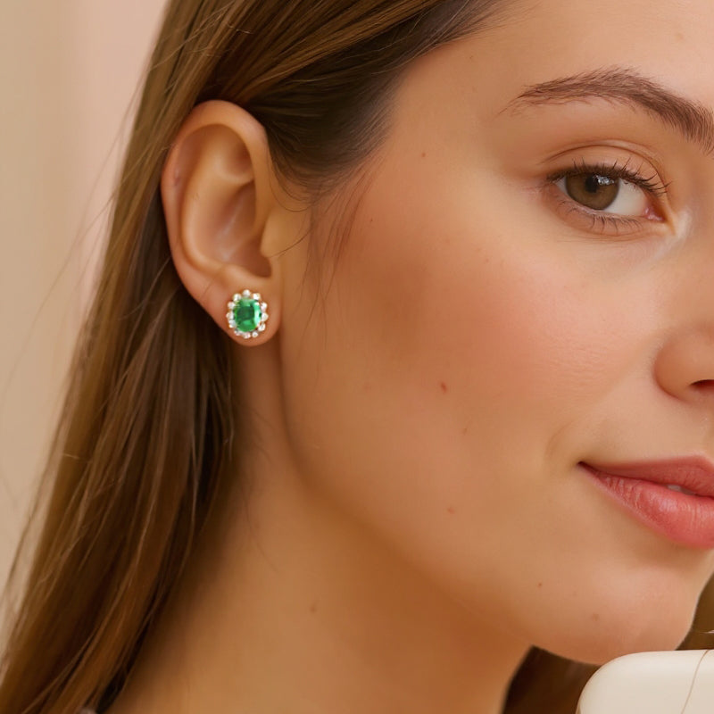 Royal earrings: 925 sterling silver 18 kt gold plated with zirconias – Pendientes 3 Royal Plata De Ley Oro 18K
