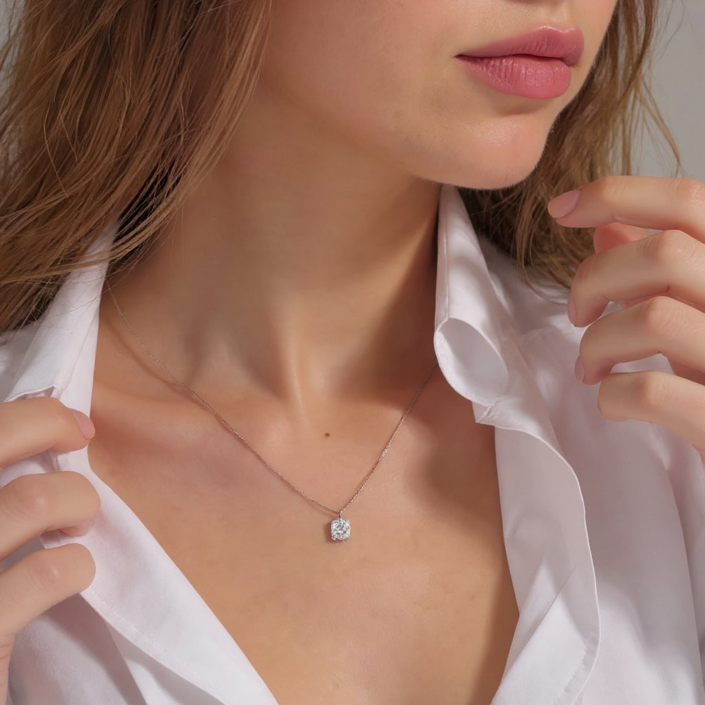 Lively solitaire necklace: 18 kt white gold with 6mm zirconia – Lively Necklace