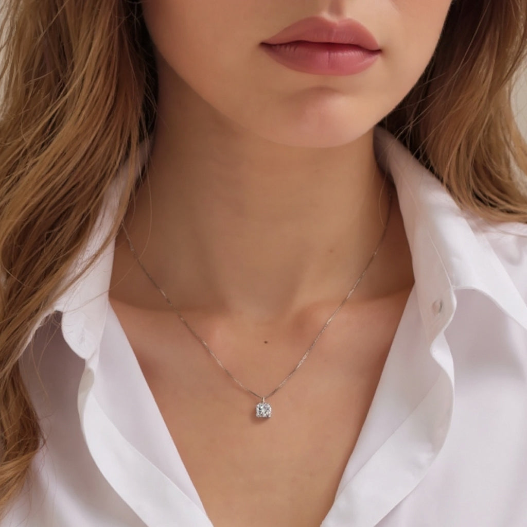 Lively solitaire necklace: 18 kt white gold with 6mm zirconia – Lively Necklace