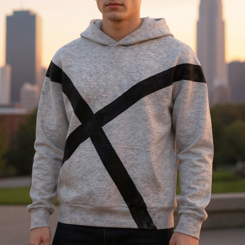 X grey hand-painted hoodie