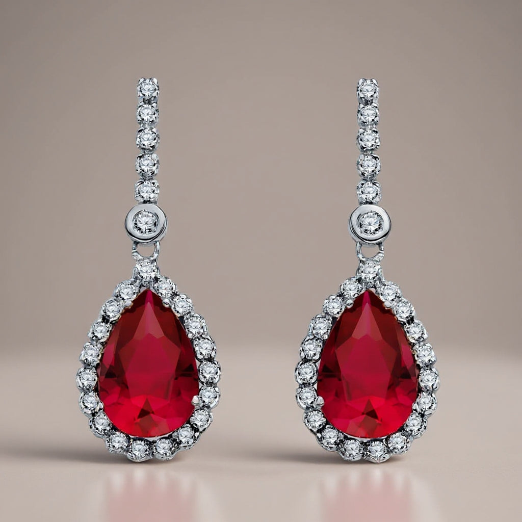 Scarlett dangle red earrings: 18 kt white gold with zirconias – Scarlett Dangle Red Earrings