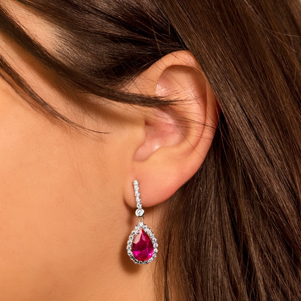 Scarlett dangle red earrings: 18 kt white gold with zirconias – Scarlett Dangle Red Earrings
