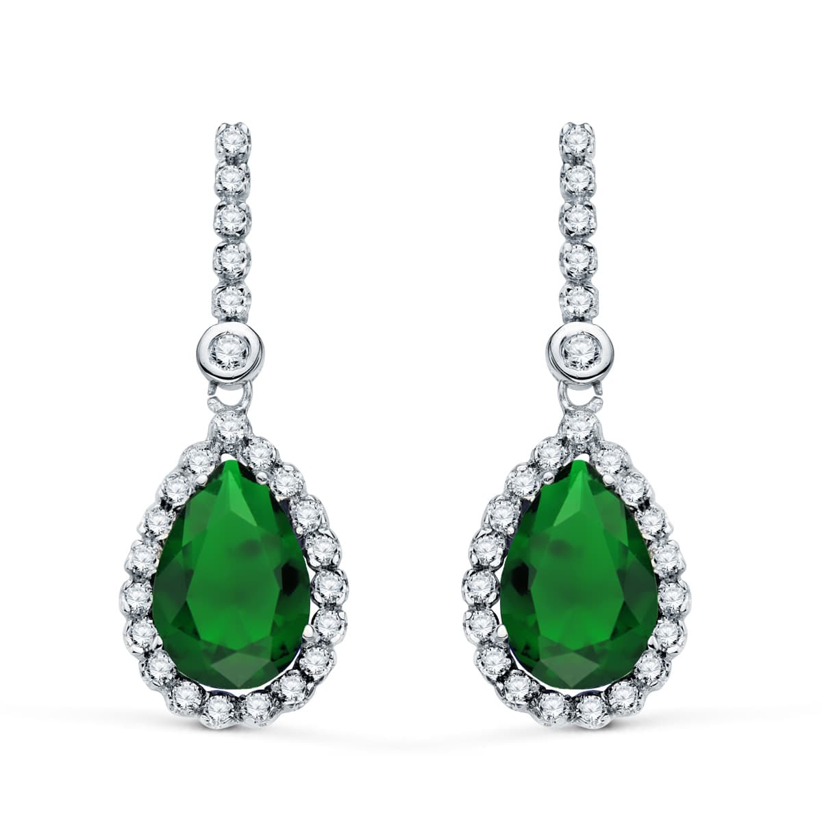 Scarlett dangle green earrings: 18 kt white gold with zirconias – Scarlett Dangle Green Earrings