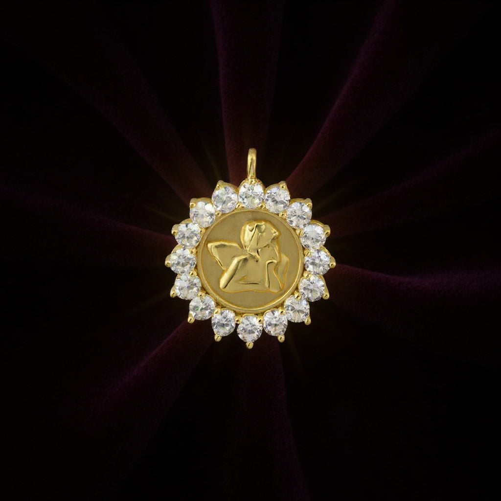 Angel Madonna Sixtina necklace: 925 sterling silver 18 kt gold plated with zirconias – ÁNgeles De La Madonna Sixtina