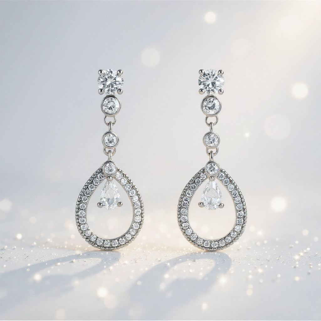 Grace earrings: 925 sterling silver with zirconias – Grace Teardrop Sterling Silver Earrings
