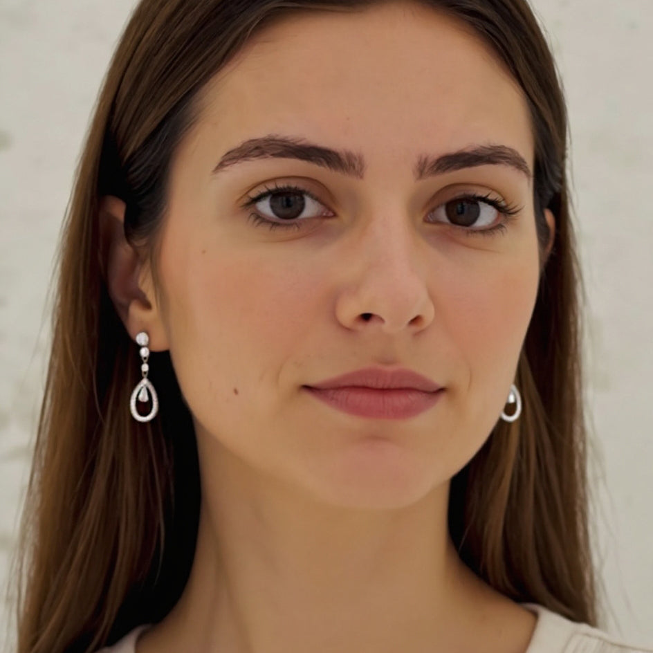 Grace earrings: 925 sterling silver with zirconias – Grace Teardrop Sterling Silver Earrings