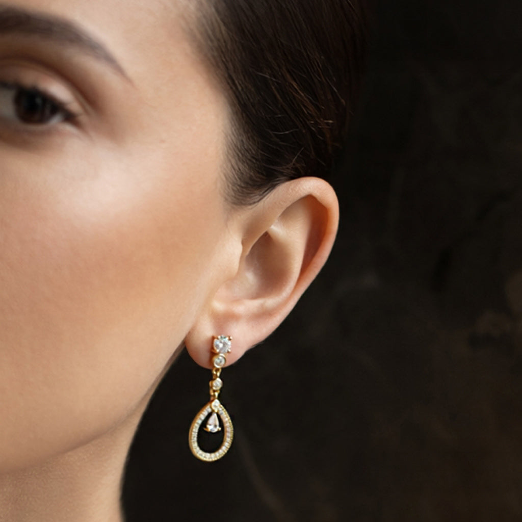 Grace earrings: 925 sterling silver 18 kt gold plated with zirconias