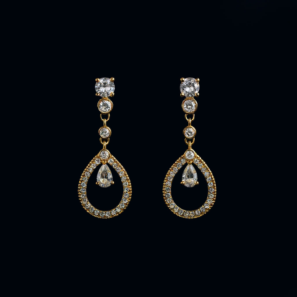Grace earrings: 925 sterling silver 18 kt gold plated with zirconias – Grace Teardrop Sterling Silver Earrings Gold