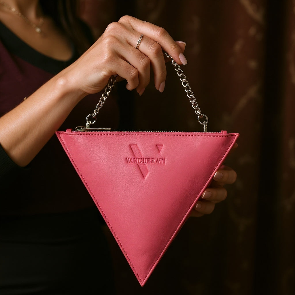 Triangle bag pink leather