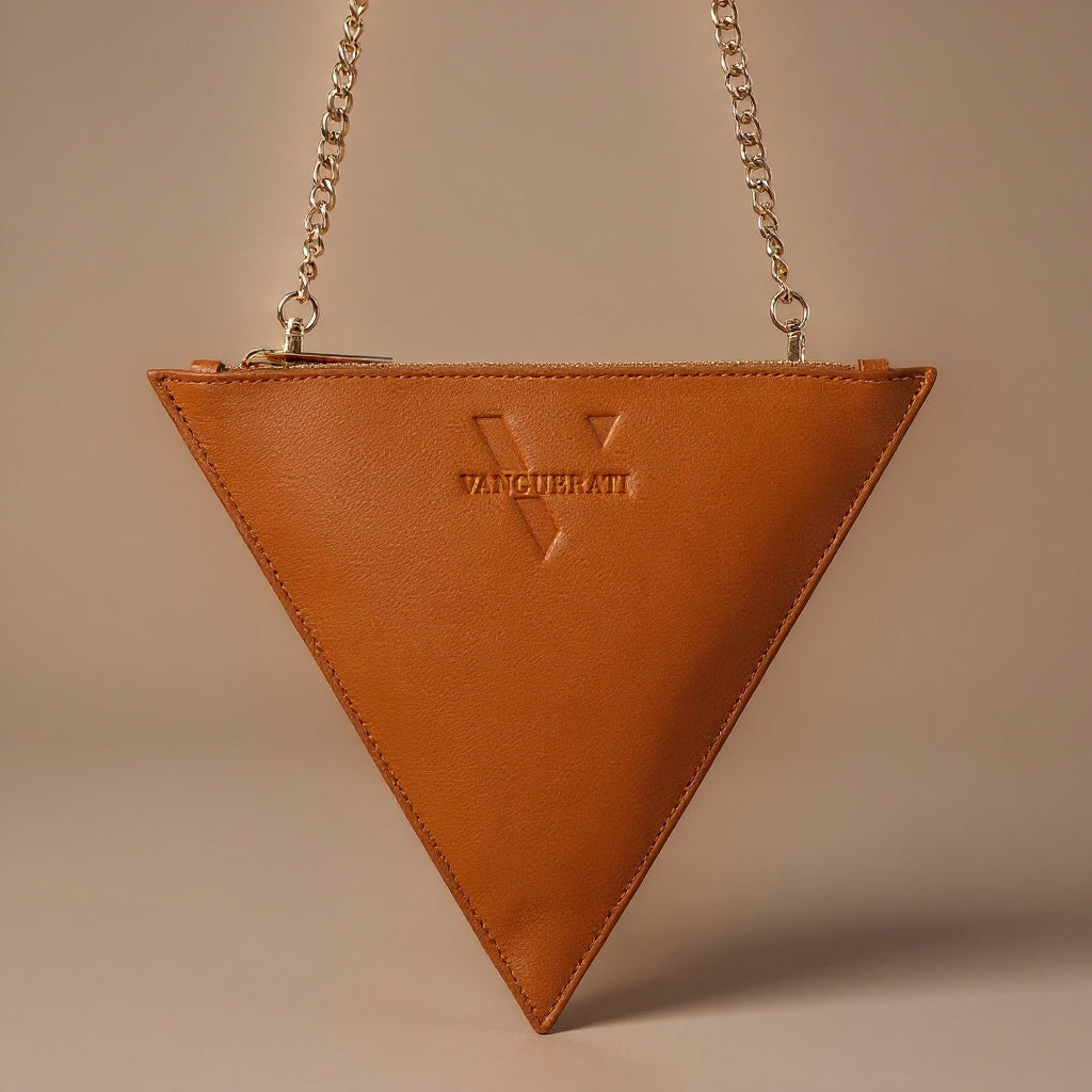 Triangle bag camel leather