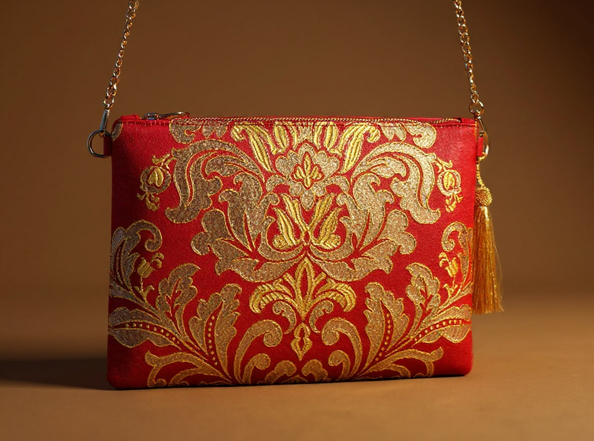 Fallera Red Gold Leather Bag