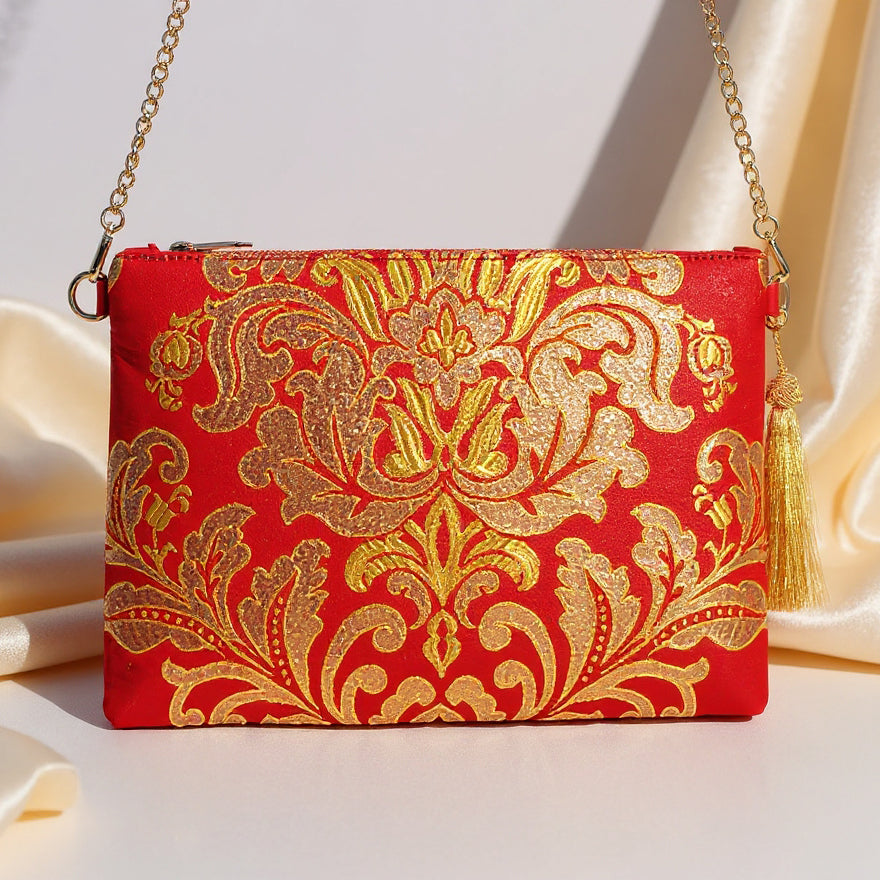 Fallera Red Gold Leather Bag