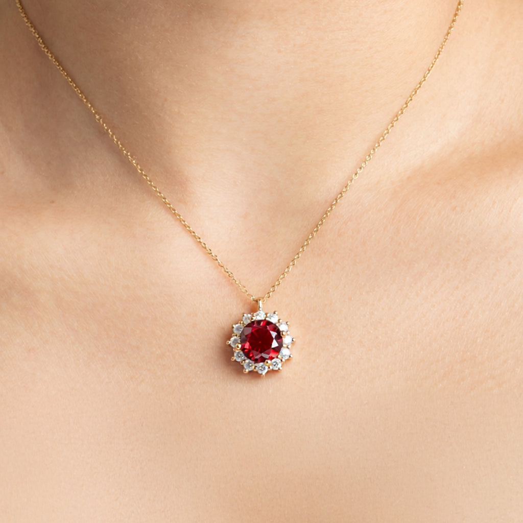 Royal red necklace: 925 sterling silver 18 kt gold plated with zirconias – Emily Red Necklace