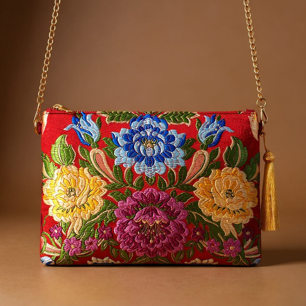 Tela Fallera bag big flowers leather