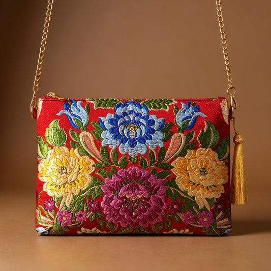 Tela Fallera bag big flowers leather