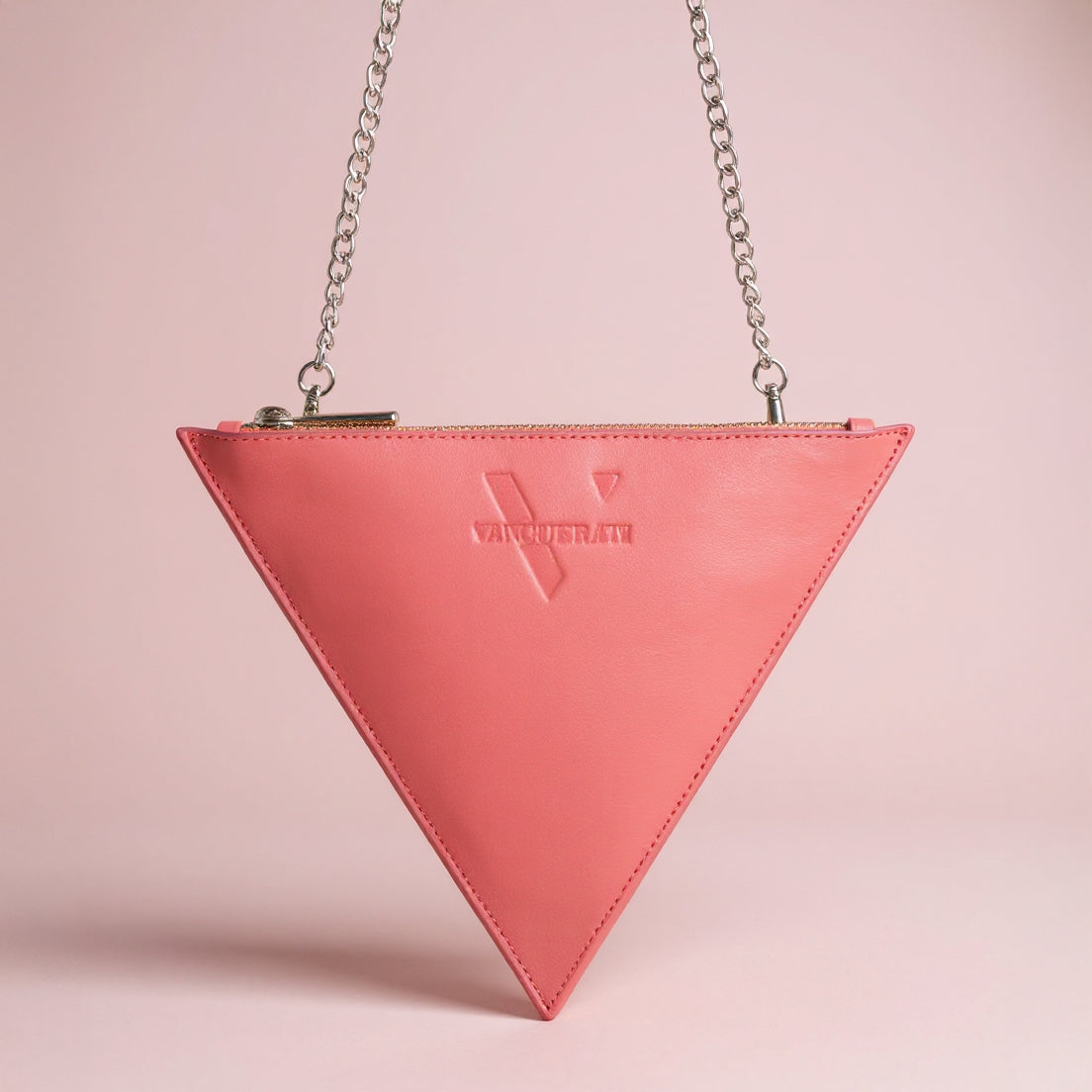 Triangle bag pale pink leather