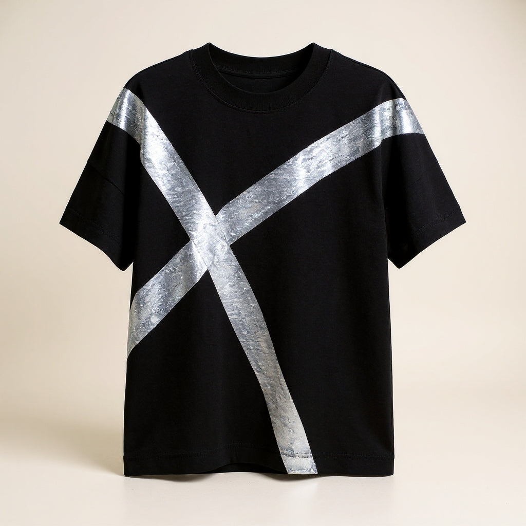 X metal black hand-painted T-shirt