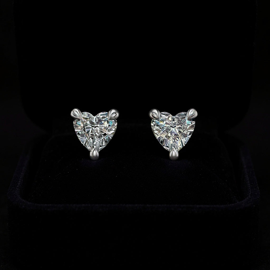 Heart diamond stud earrings: white gold with 1ct diamond – Heart Diamond Stud Earrings