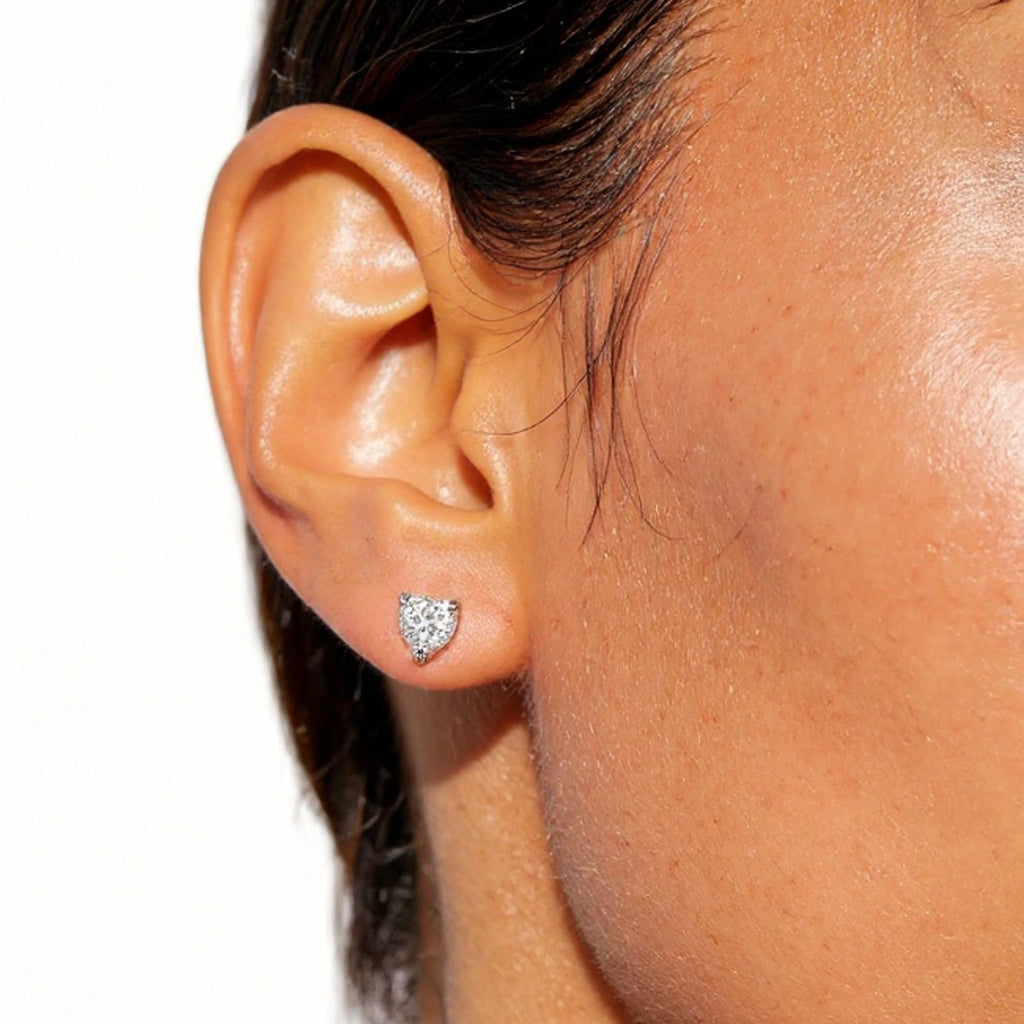 Heart diamond stud earrings: white gold with 1ct diamond – Heart Diamond Stud Earrings