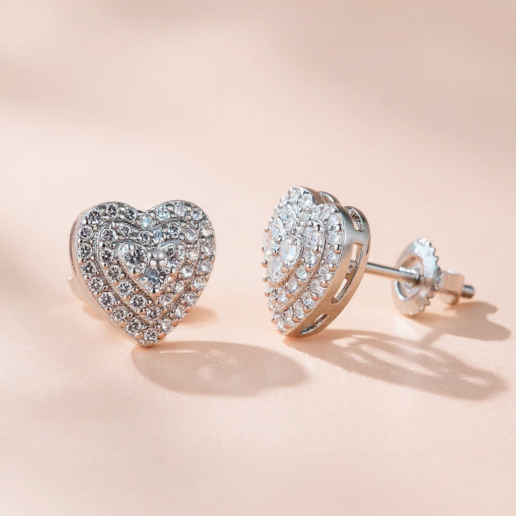 Moissanite heart stud earrings: GRA certified 925 sterling silver – Heart Moissanite Gra Earrings