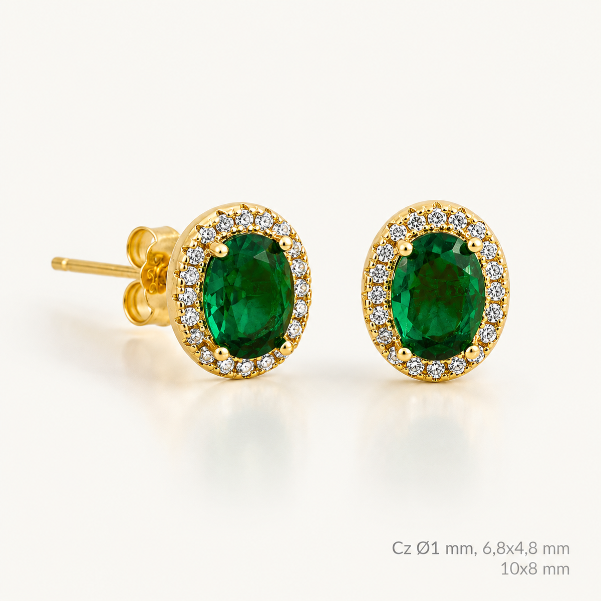 Royal Emerald Halo Stud Earrings | 18K Gold Plated 925 Sterling Silver – 2B873Af3 908F 4830 8349 9Bb1B63A9Af