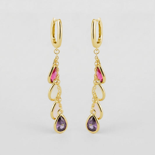 Colorful Dangle Earrings | 18K Gold Plated 925 Sterling Silver