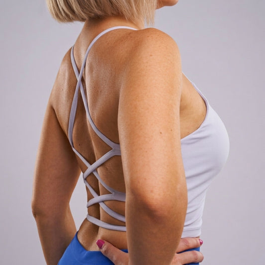 Crisscross Back Longline Sports Bra | Sky blue