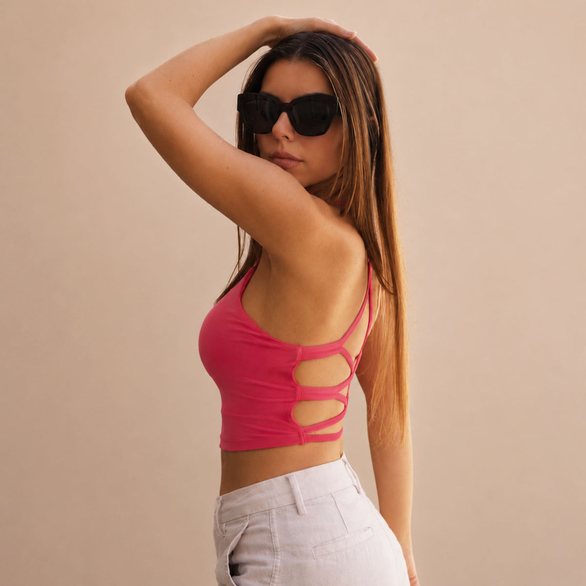 Crisscross Back Longline Sports Bra | Fuchsia – Crisfuchsia