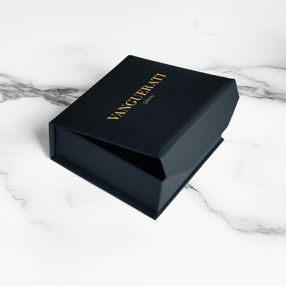 Royal Sapphire Halo Stud Earrings | 18K Gold Plated 925 Sterling Silver – Vanguerati Luxury Box