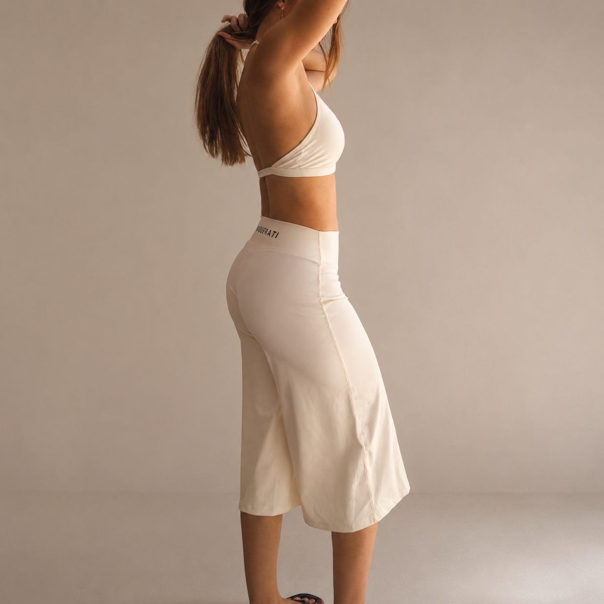 2-Piece Halter & Wide-Leg Cropped Set | White cream – Seyyogacream