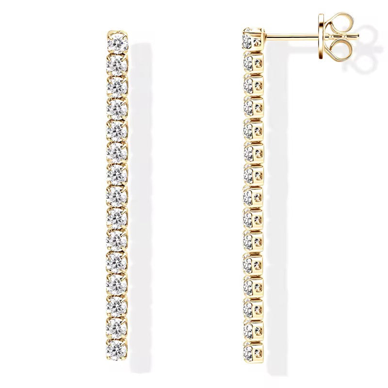 Moissanite Tennis Drop Earrings | Gold plated 925 Sterling Silver