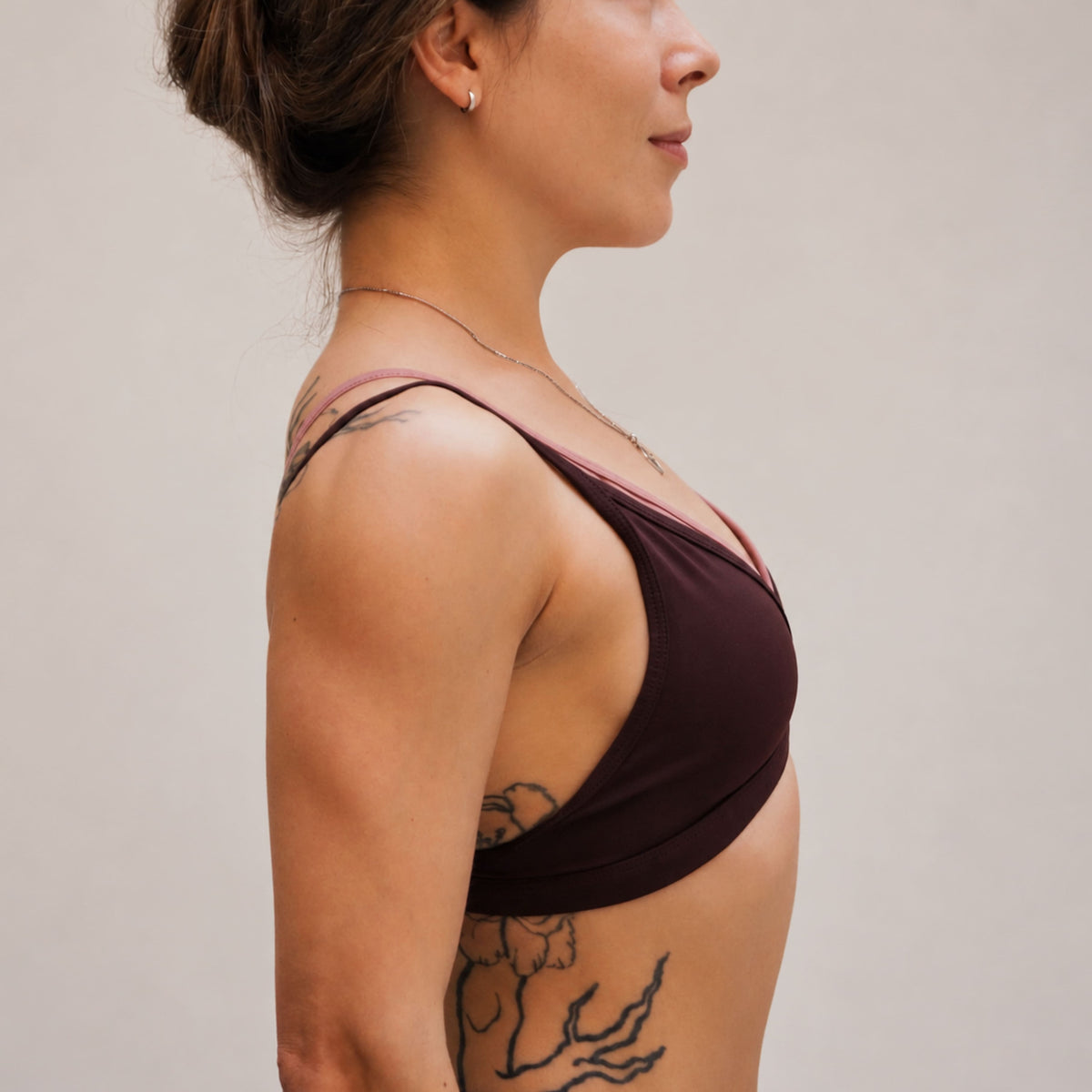 Contrast Two Piece Sports Bra | Deep brown – Duetopwine