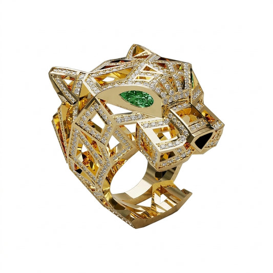 Panther ring | yellow gold 3.29ct diamonds