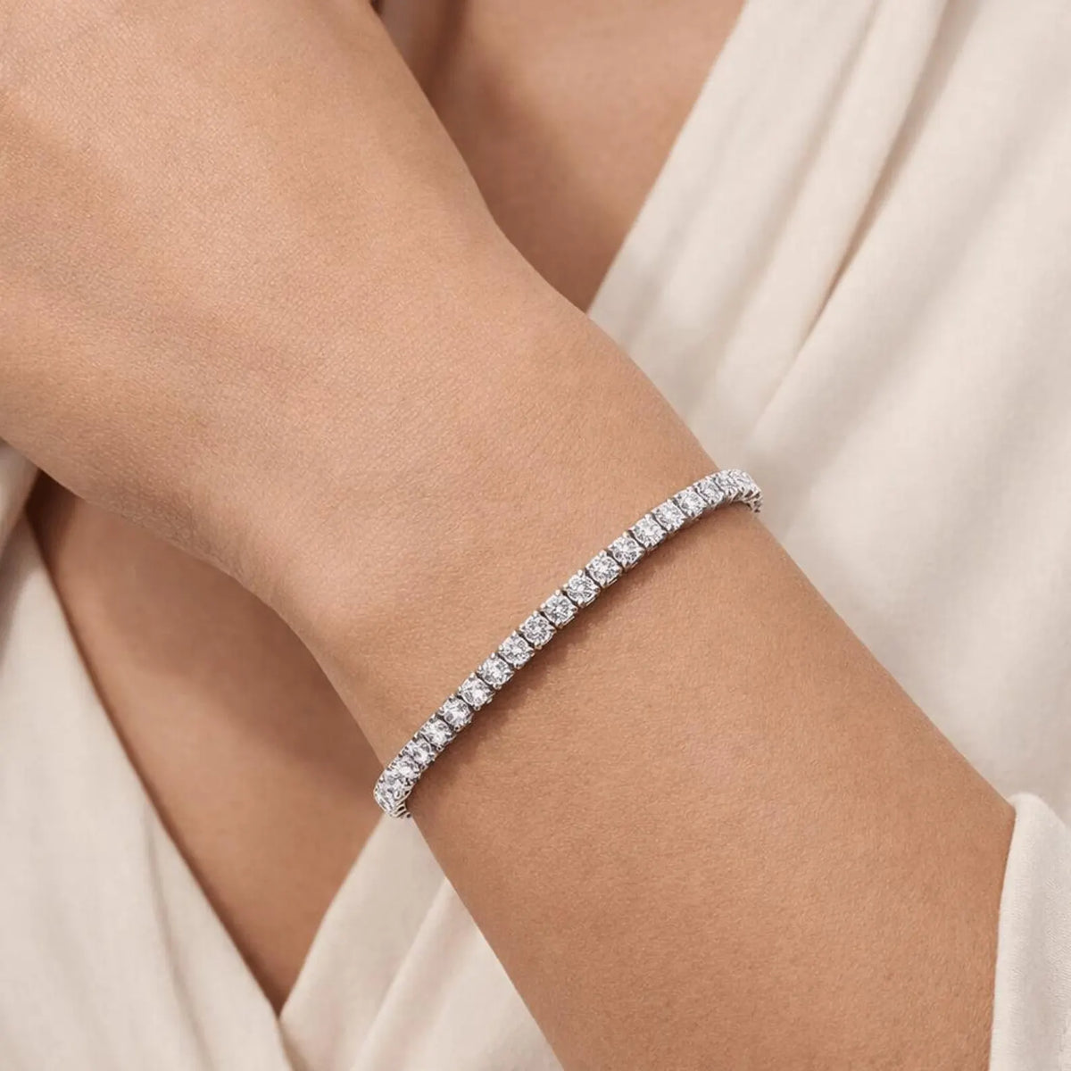 Moissanite Tennis Bracelet GRA Certified | 18K White Gold Plated Sterling Silver